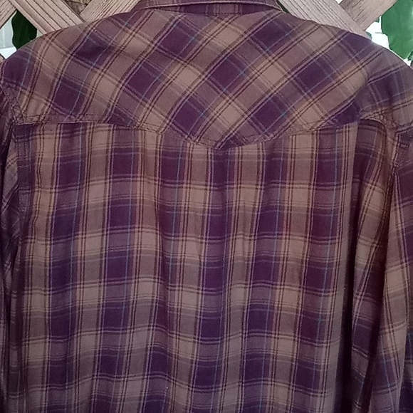 Fossil Western Shirt 100% Cotton Long Sleeve, Size S Plaid, Pearl Snaps Like New - Picture 4 of 9